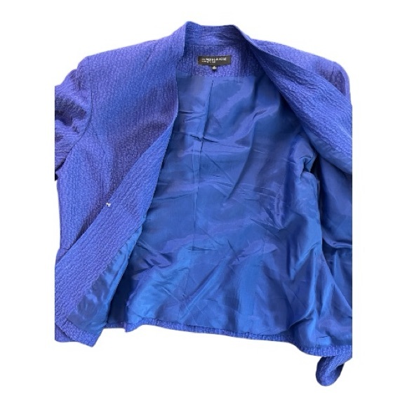 👚 NWOT JONES NEW YORK COLLECTION STUNNING Cobalt Blue Linen Silk Blazer | Sz 12 - Picture 8 of 11